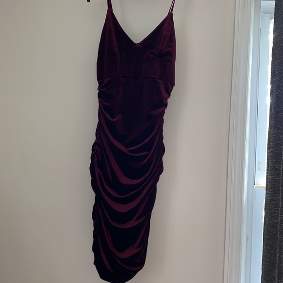 Burgundy Suede Dress . Size M .Spandex - Picture 2 of 5